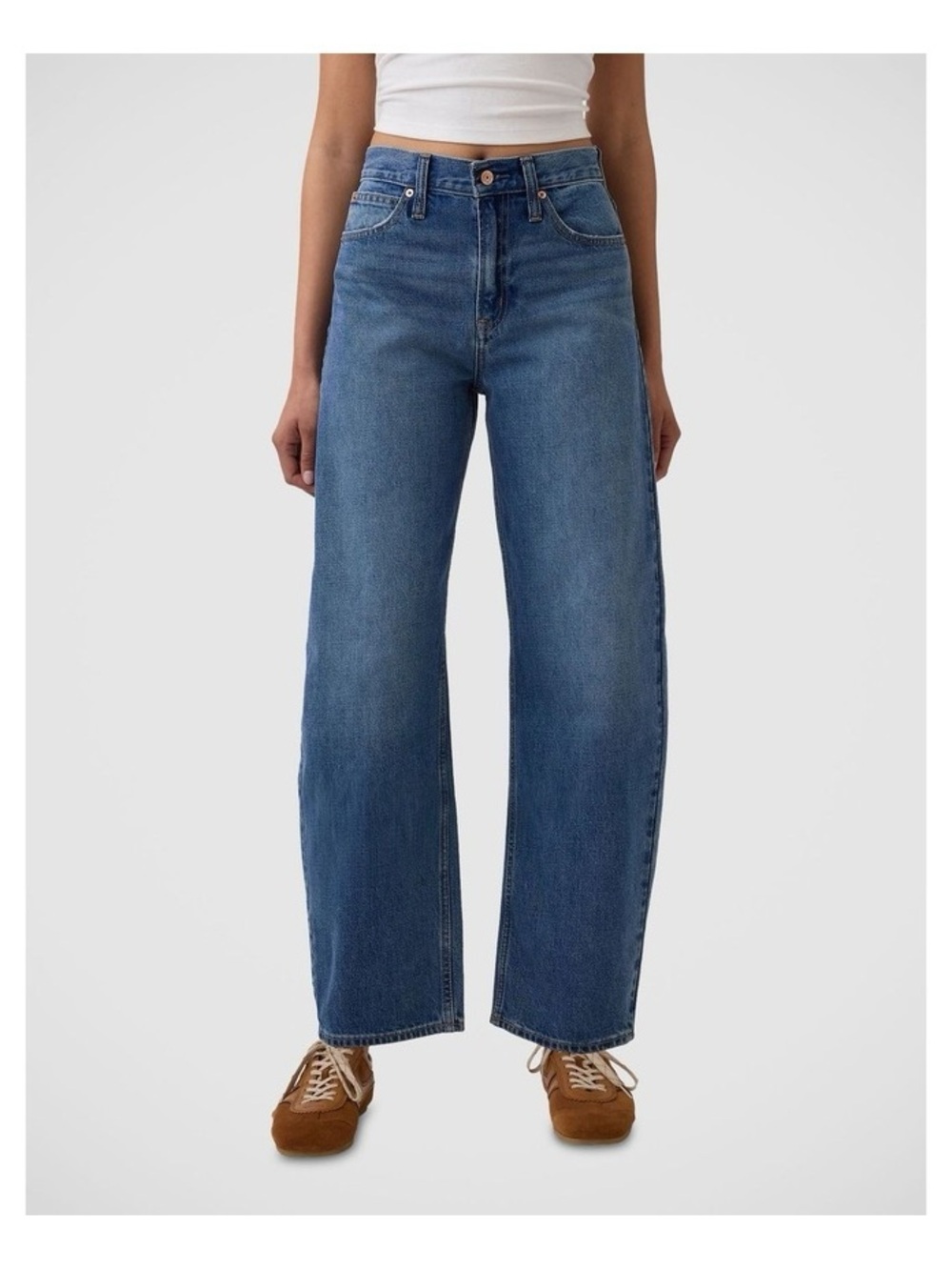 GAP High Rise Barrel Jean Medium Wash size 27R
